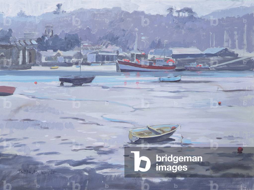 Salcombe - Grey Day - Fisherman's Quay (öl auf leinwand)