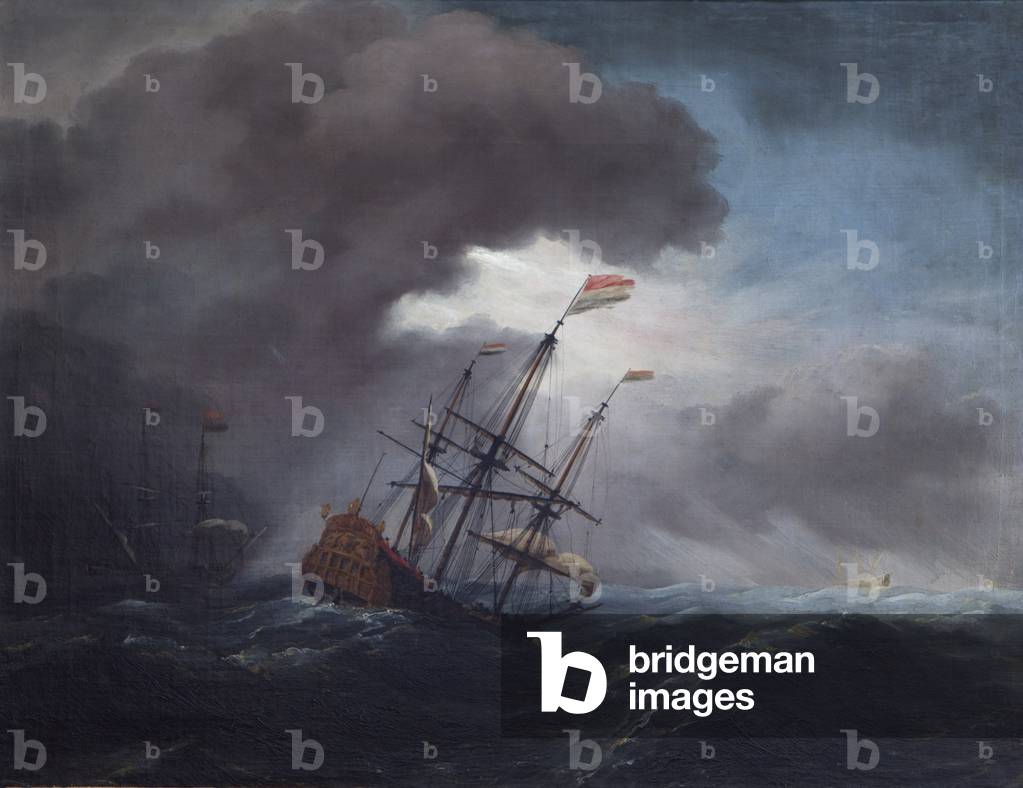 Un olandese Flagship in esecuzione prima di un Gale