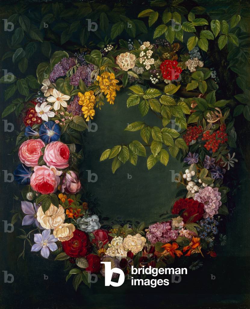 Eine Blumengirlande (Öl auf Leinwand)