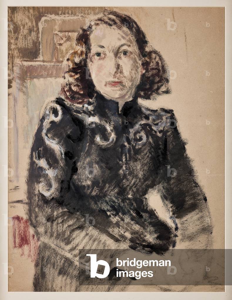 Mädchen in Schwarz (Öl auf Papier)