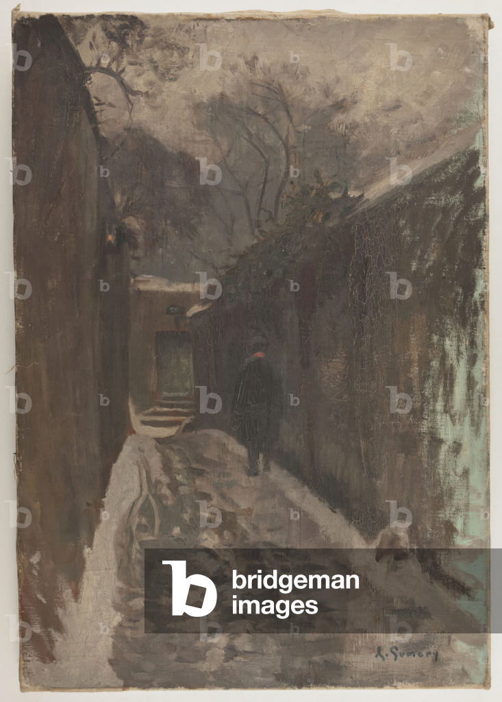 Image of Painting depicting Rue Berton in the snow 1901 by Adolphe Ernest Gumery