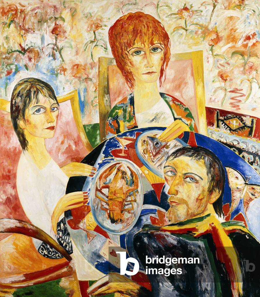 Image of Painting depicting Dinner with Edna O'Brien, 1990 by John Bellany
