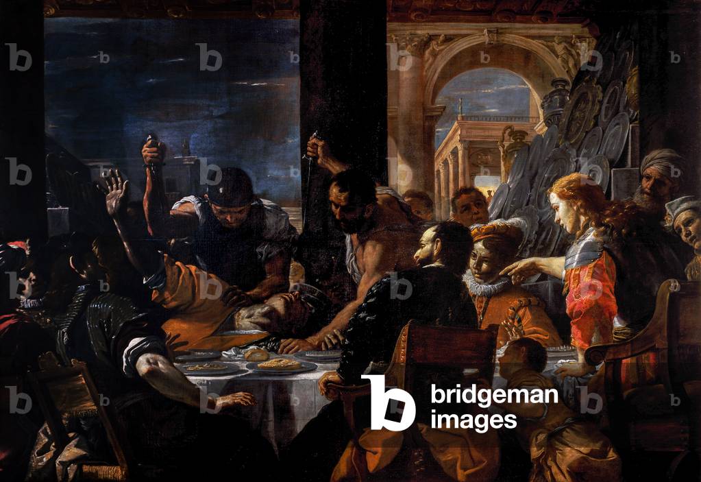 Immagine di Dipinto "Barocco - Pittura: Il pranzo di Absalon - Museo di Capodimonte" 1668 di Mattia Preti