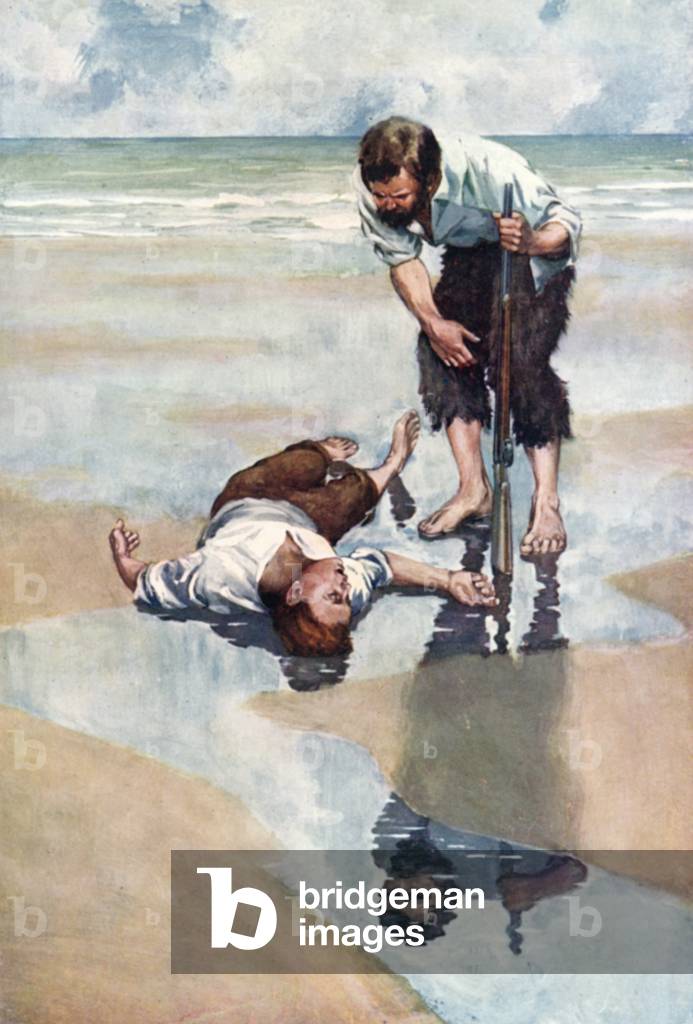 Illustrazione per Robinson Crusoe di Daniel Defoe (colore lito)