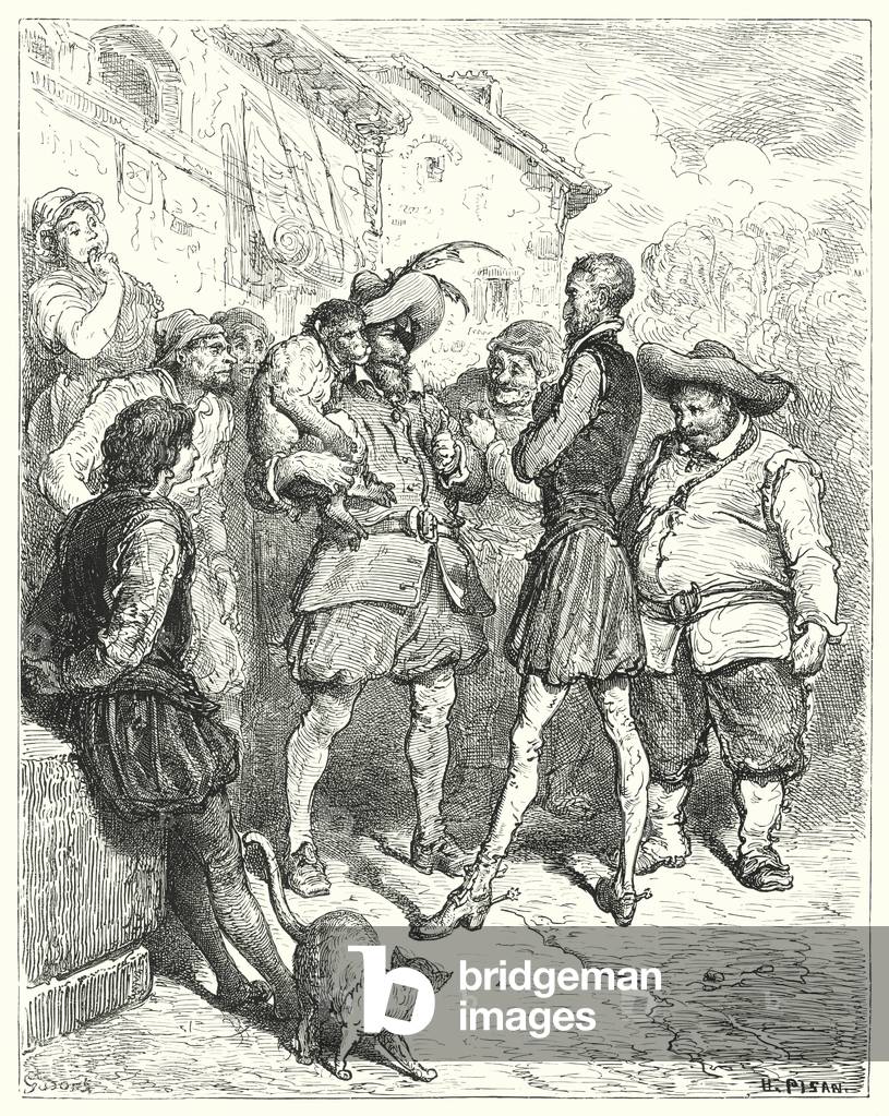 Bild von Gravur "Gustave Dores Don Quixote: „Bei diesen Worten stand Don Quixote erstaunt“ (Gravur)" von Gusta