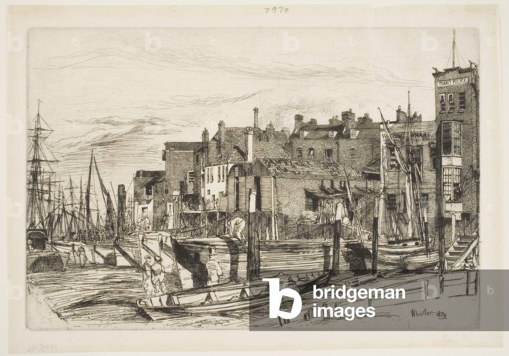 Thames Police ("Wapping Wharf"), from "A Series of Sixteen Etchings of Scenes on the Thames", 1859, published 