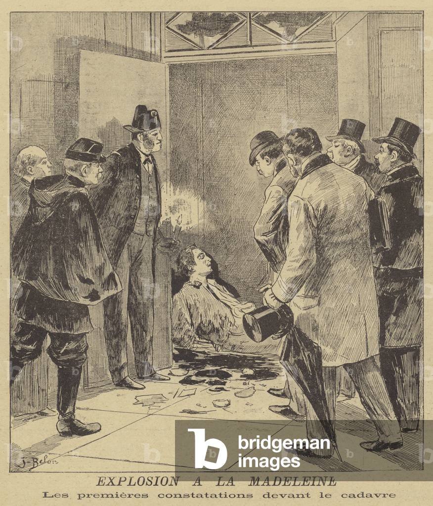 Image de Estampe représentant Explosion à La Madeleine (litho) par Joseph Belon, b/w
