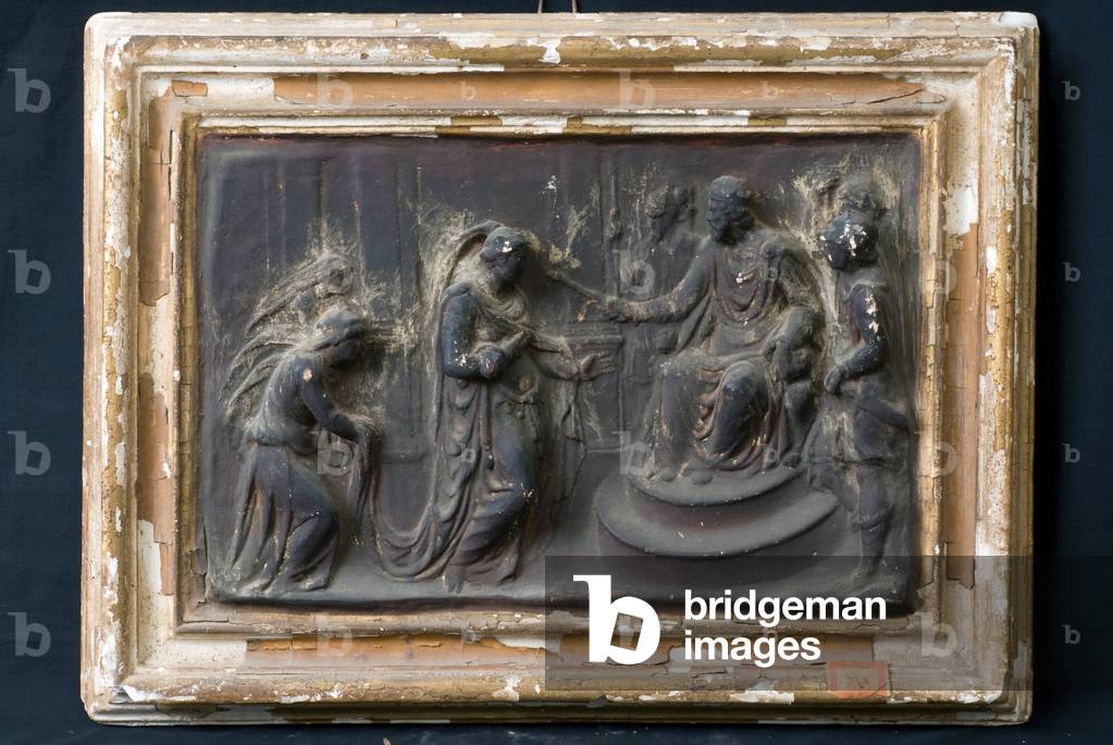 Ester davanti ad Assuero, c.1575-1599 (stucco dipinto a imitazione del bronzo)