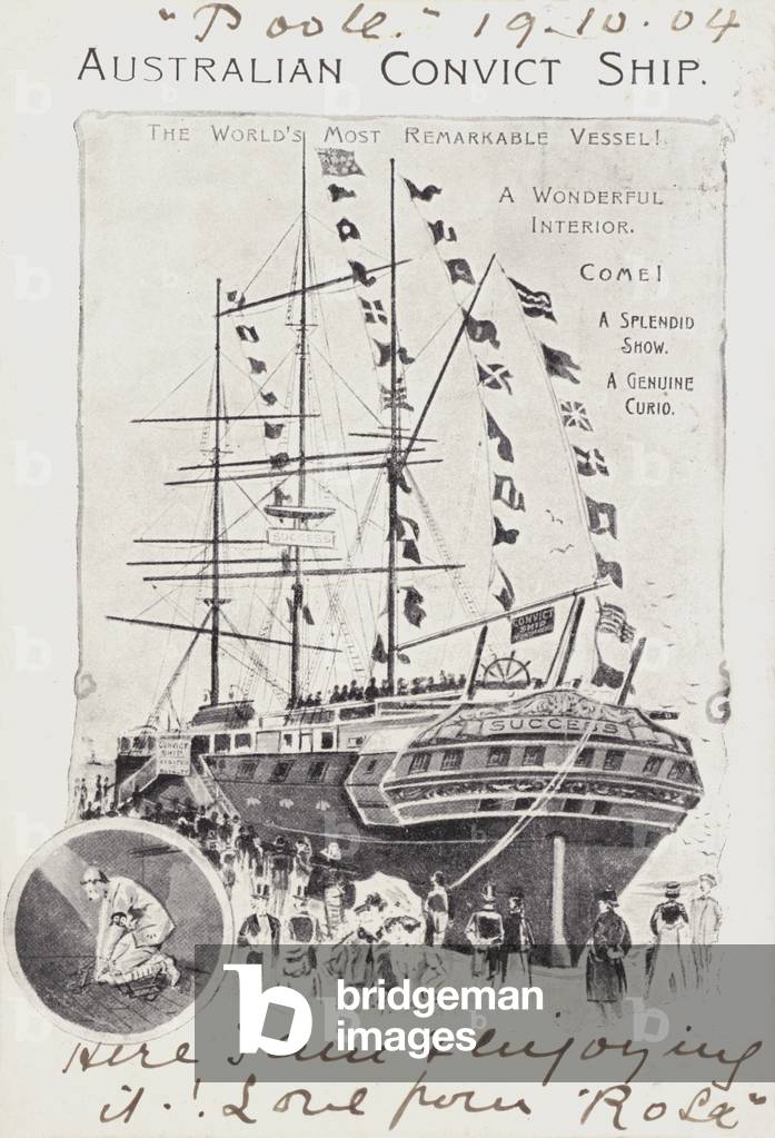 Image of Print depicting Australian Convict Ship (litho) by English Artist