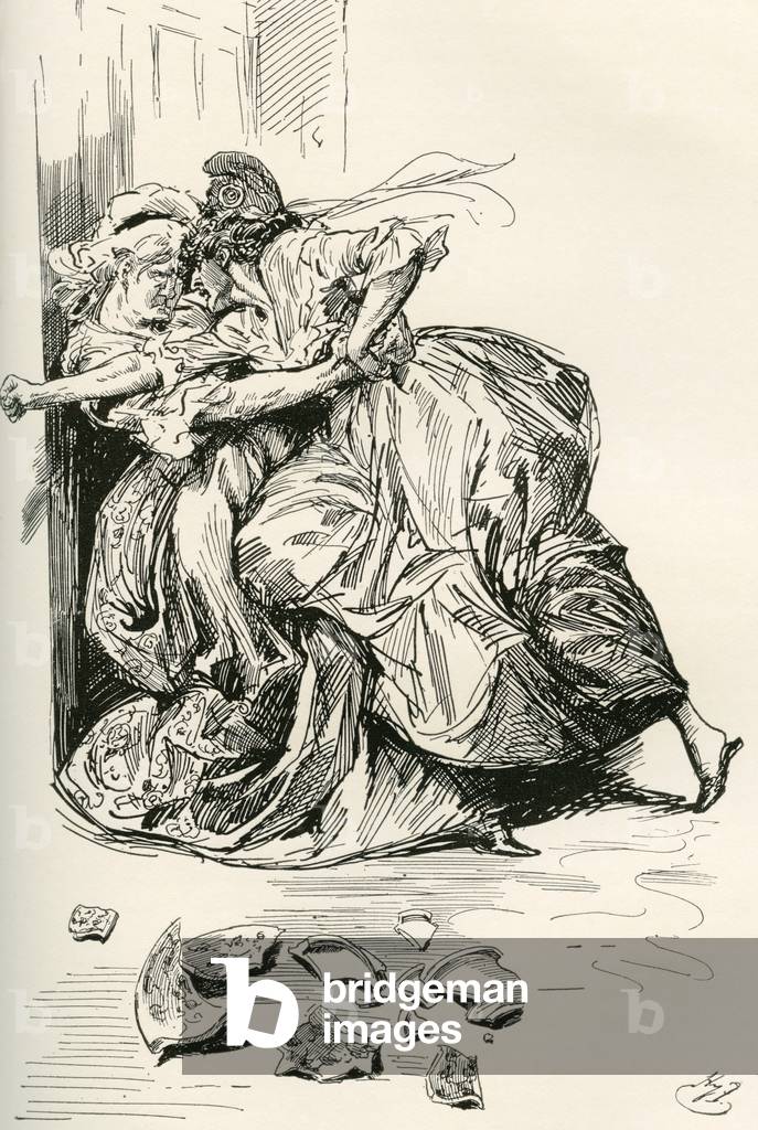 Illustration für Charles Dickens' Roman Eine Geschichte zweier Städte, 1910 (Kupferstich)