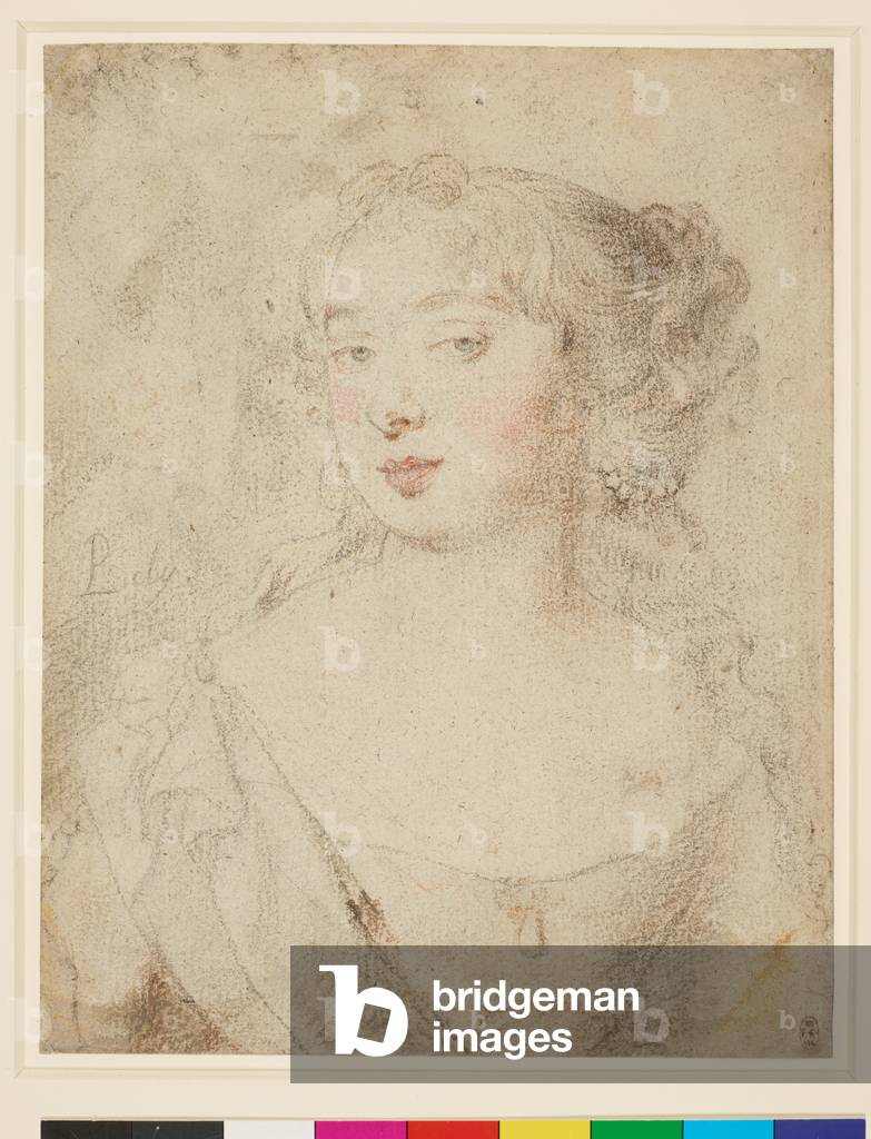 Porträt von Nell Gwynn (?) , 1665 1670 (schwarze Kreide, mit einem Hauch von rotem und braunem Aquarell)