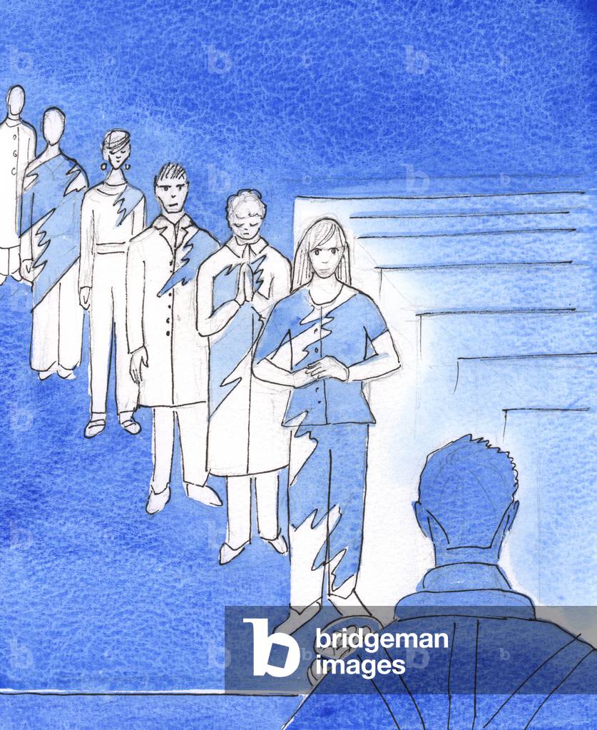 Nessuno vorrebbe camminare lungo la navata in un indumento mal macchiato per tutti a vedere, 2003 (w/c su cart