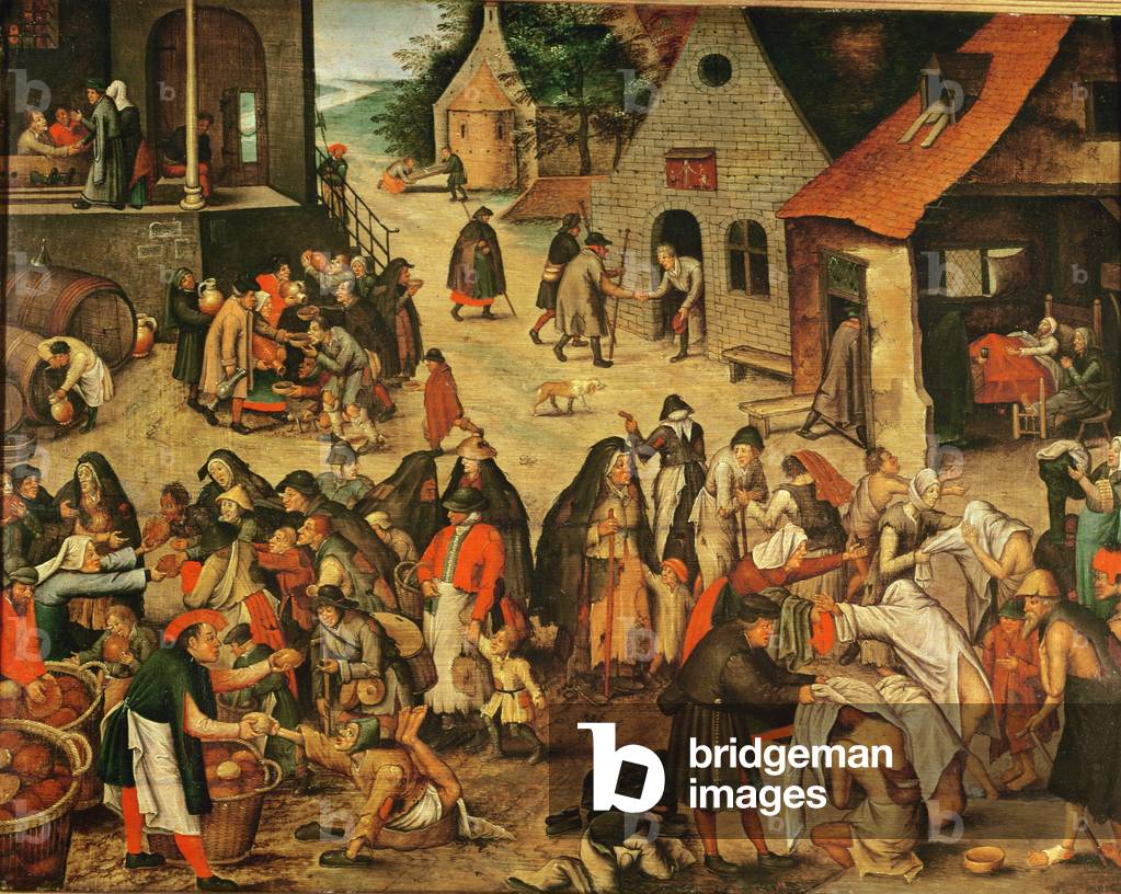 Bild von Gemälde "Werke der Barmherzigkeit (Öl auf Tafel)" von Pieter the Younger Brueghel