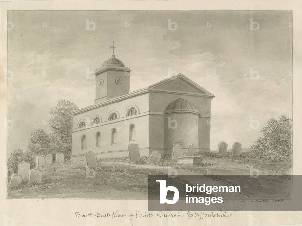 Bild von Zeichnung "Hinweise Kirche: Sepia Zeichnung" 1838 von John Buckler
