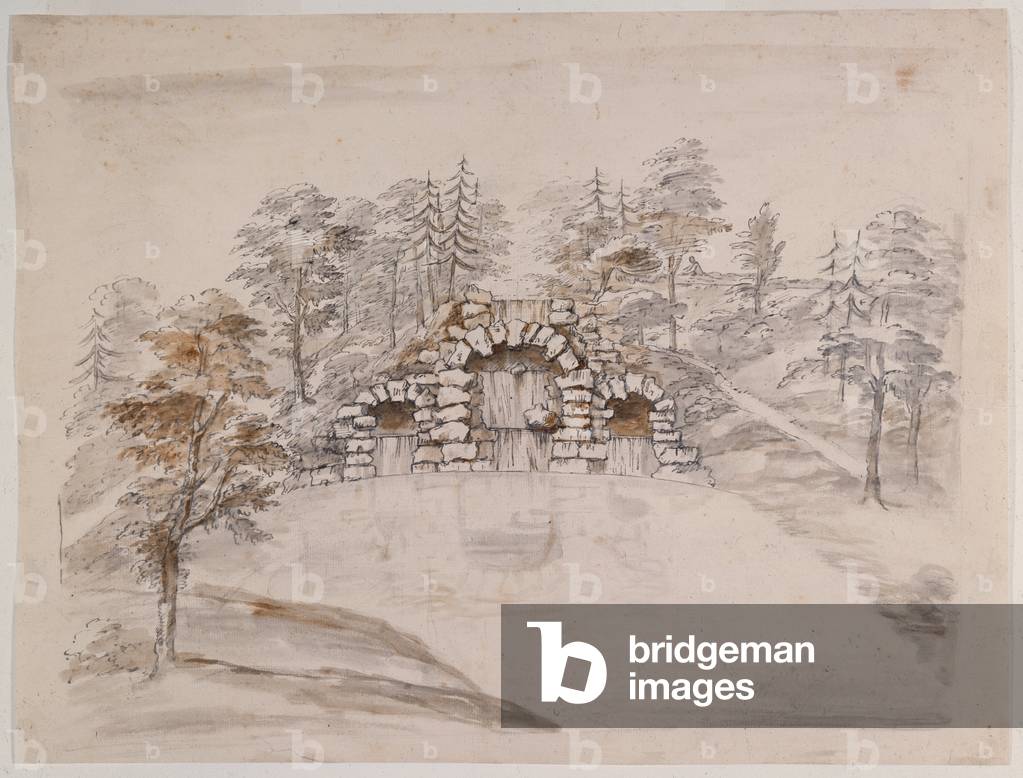 Chiswick, Design für eine Kaskade (Stift und Tinte und Waschen auf Papier)