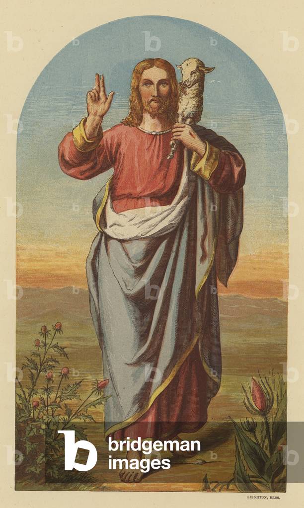 Image de Estampe représentant Le Bon Pasteur (lithographie en couleur) 1801 par English School