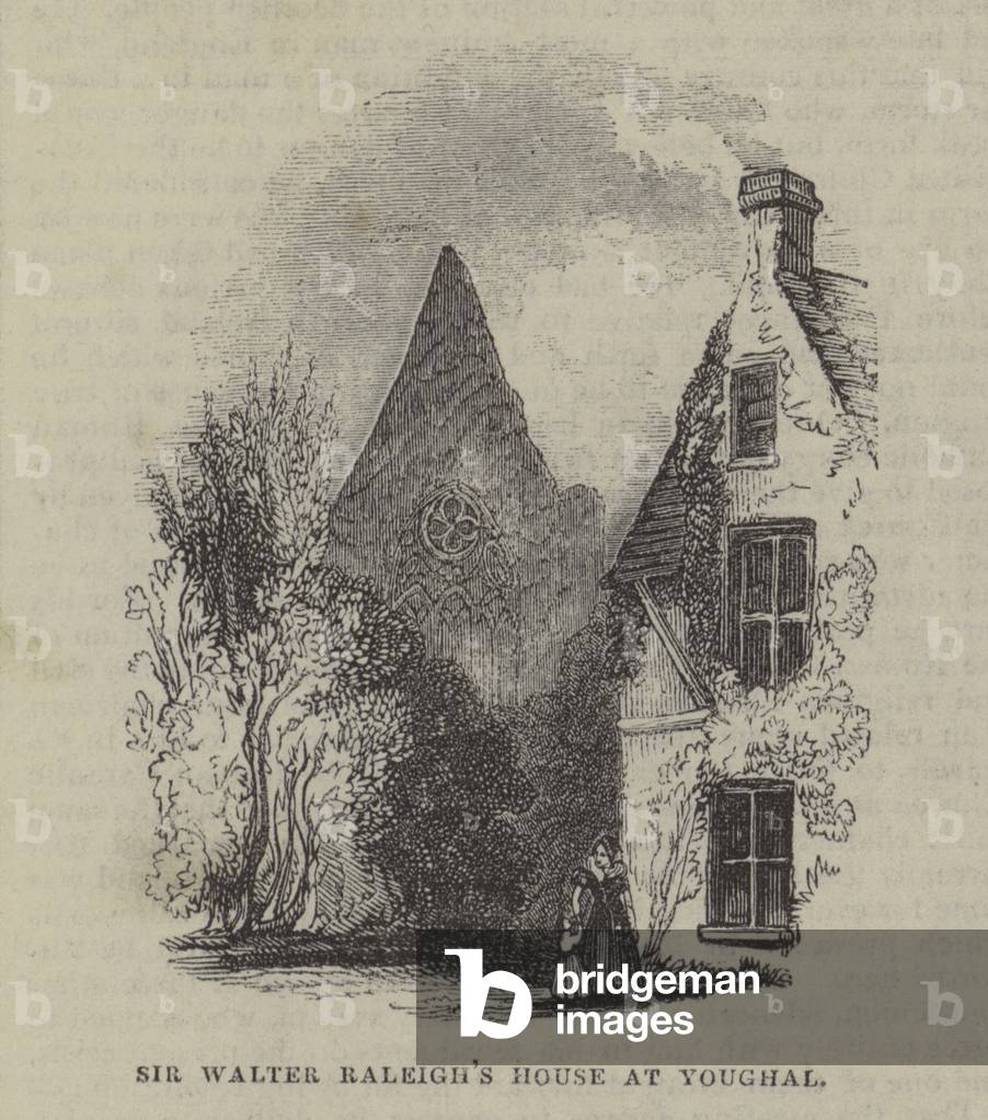 "Signore Walter Raleigh s casa a Youghal" di English School, b/w