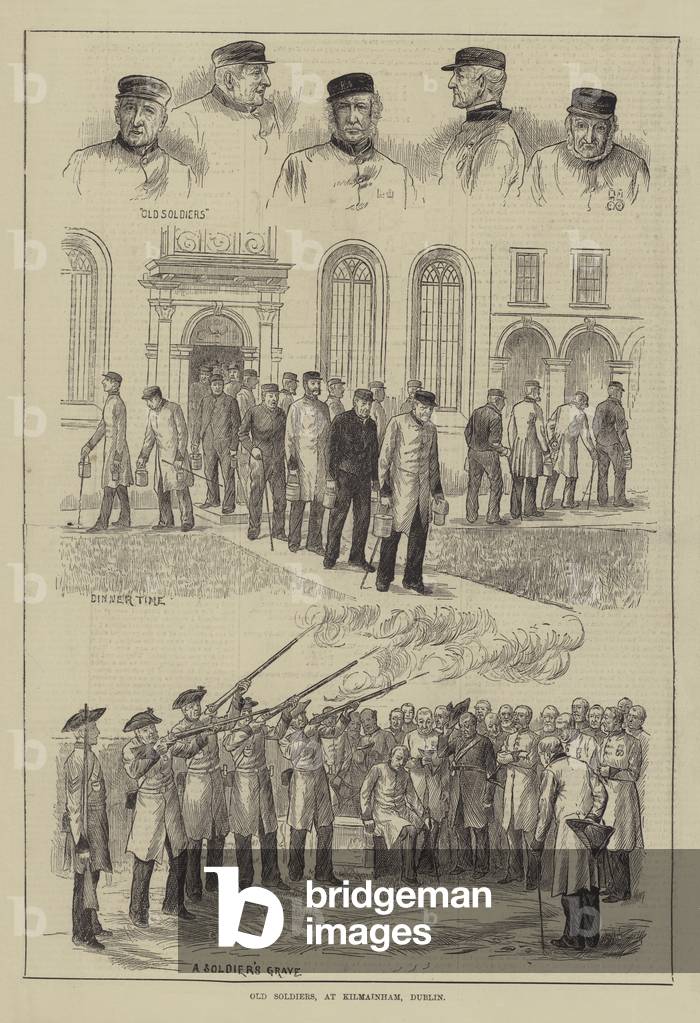 Old Soldats 1880 par English School, b/w
