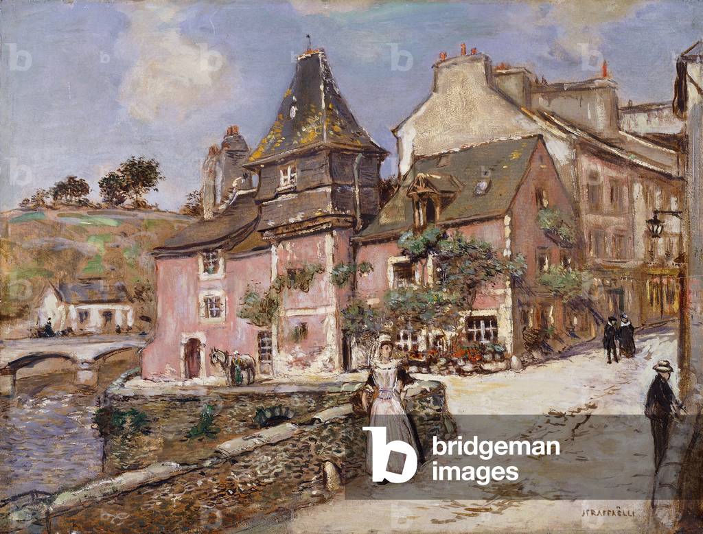 Immagine di Dipinto "bretone città scena olio su tela" di Jean Francois Raffaelli