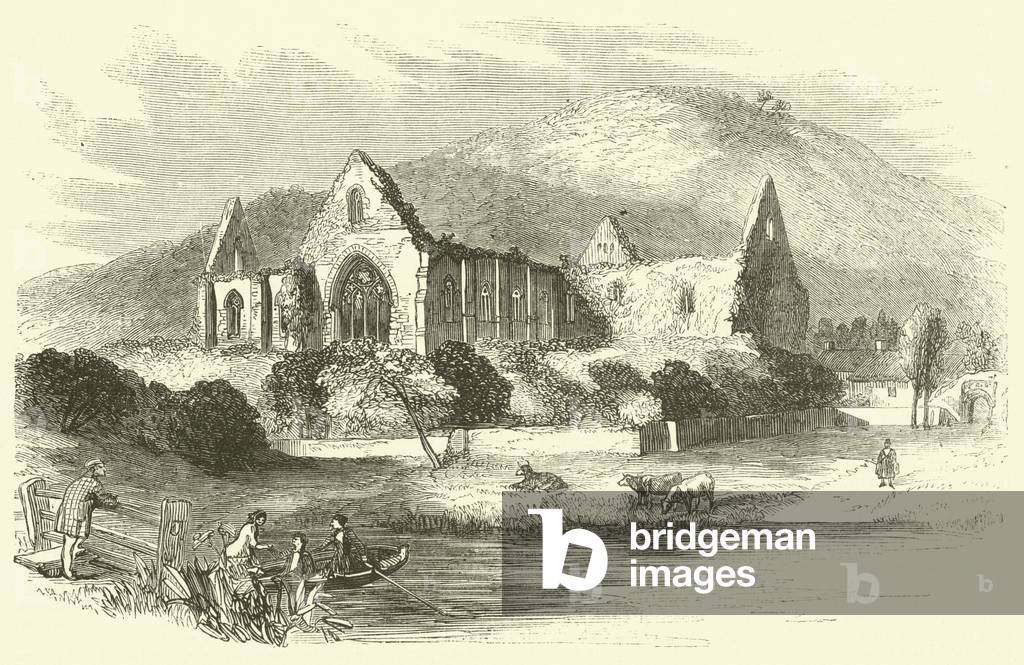 "Kloster Tintern (Gravur)" von English School, b/w