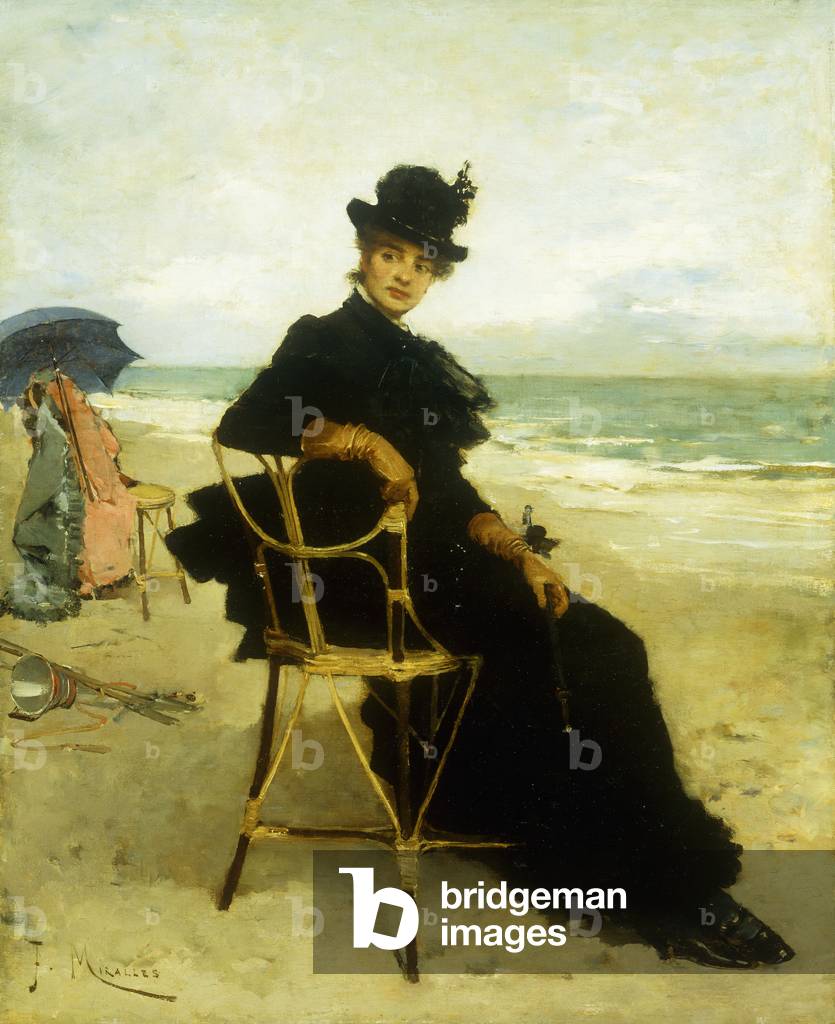 Bild von Gemälde "Eine Dame auf einer Veranda sitzend" von Francesco Miralles Galaup