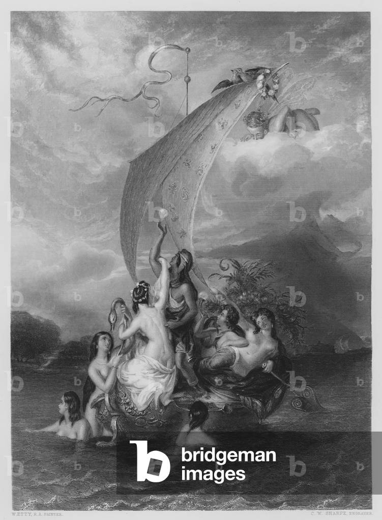 "Gioventù e Piacere" di William Etty, b/w