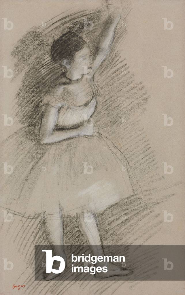 Studio di una ballerina; Etude de Danseuse, 1873-1874 (nero gesso con bianca esaltazione su carta stabilito su