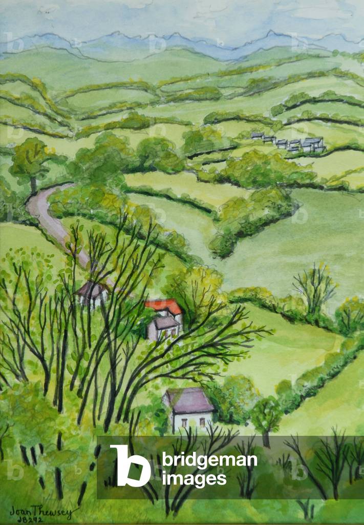 View from Mount Gargan, Limousin, France, 2010 (pencil with watercolour)