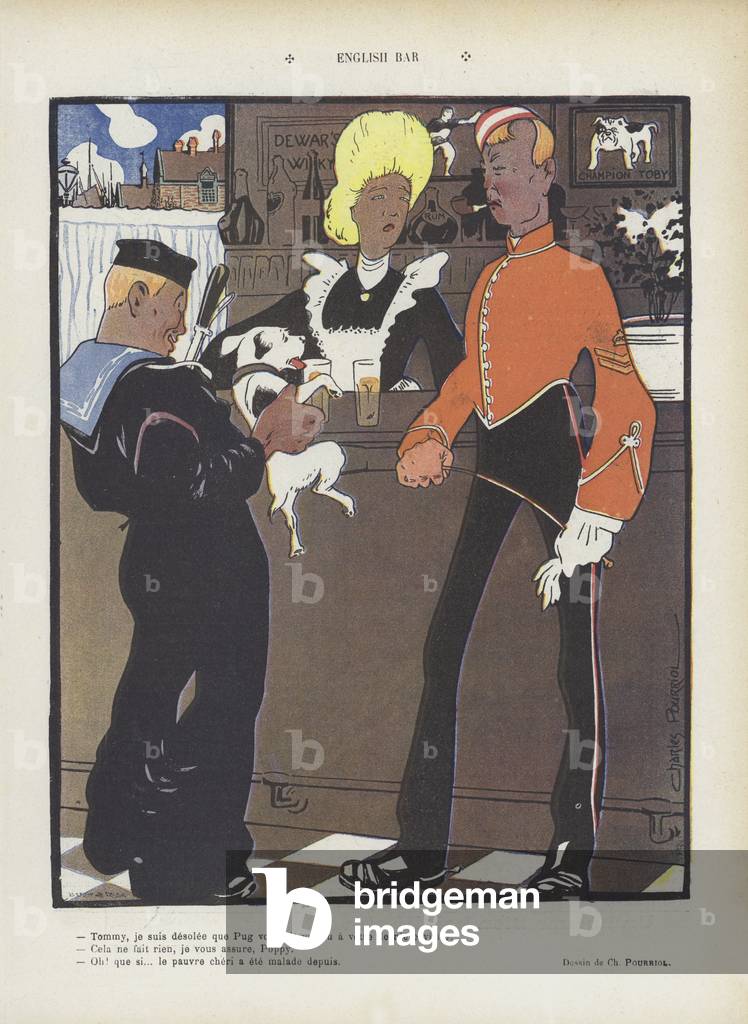 Englische Bar. Illustration für Le Rire (Farblitho)