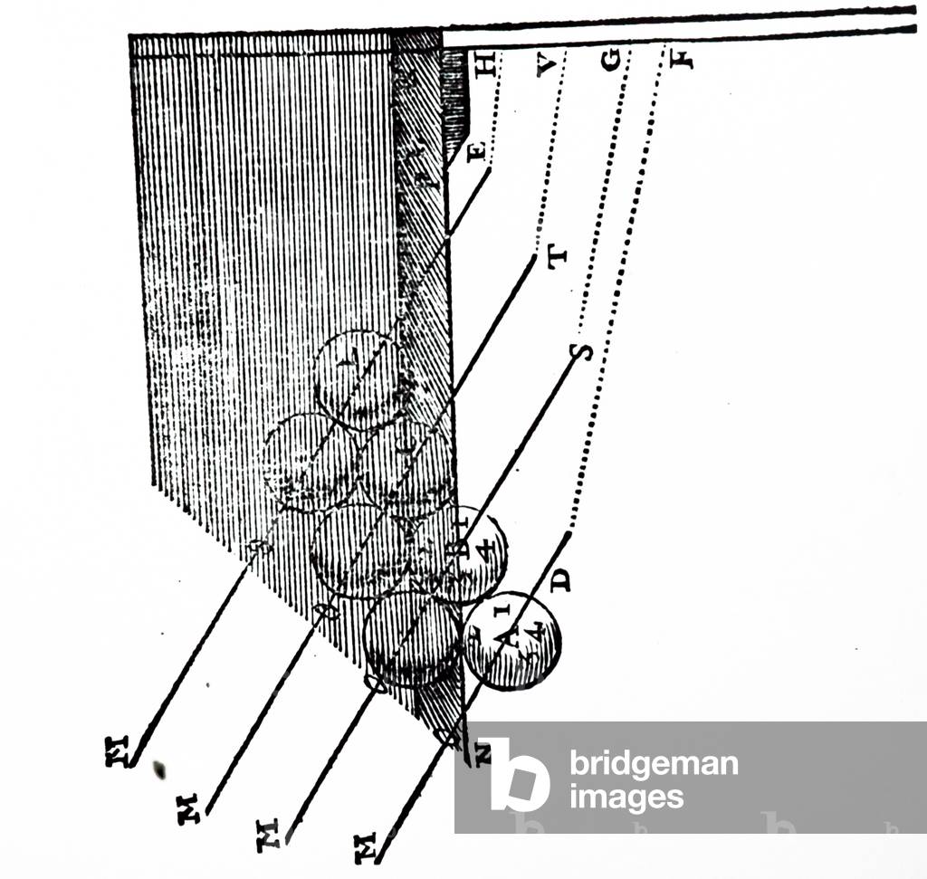 "Illustrazione di Rene Descartes" 1668, b/w