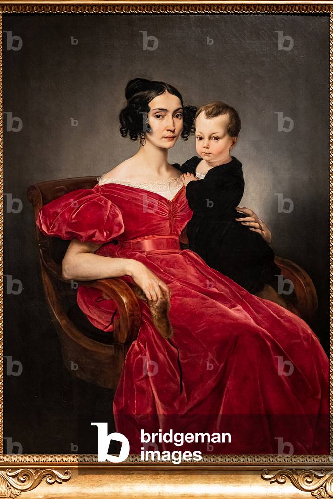 Porträt von Gräfin Teresa Zumali Marisili und ihrem Sohn Giuseppe, 1833 (Öl auf Leinwand)