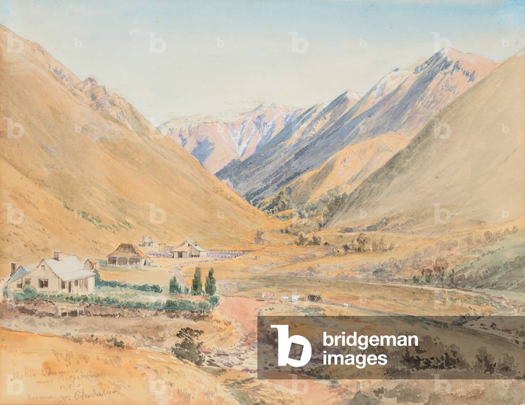 Bild von Zeichnung "Station Benmore in der Nähe von Porters Pass", 1866 von Nicholas Chevalier