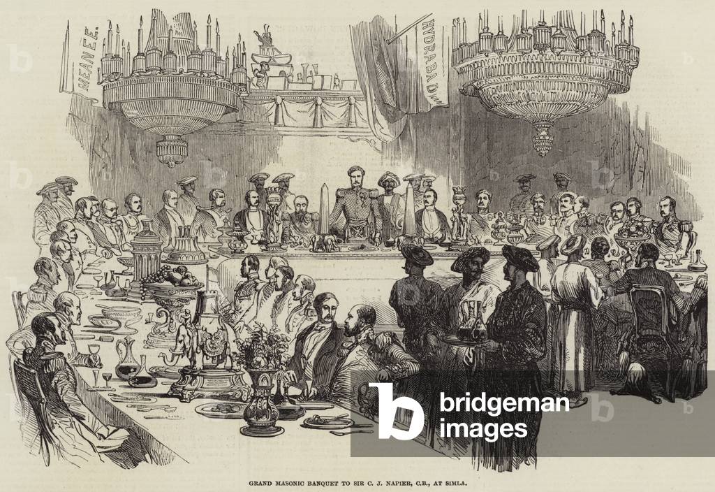 Grand Masonic Banquet to Sir C J Napier, CB, at Simla (engraving)