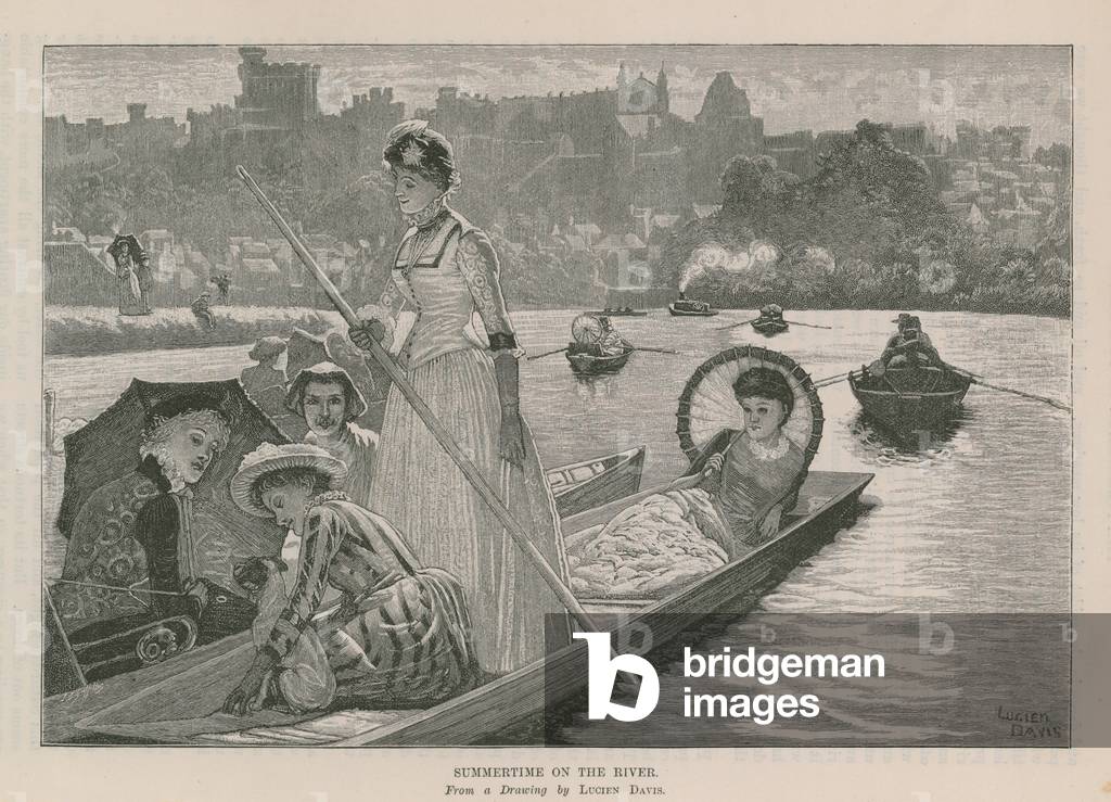 Summertime on the River (engraving) by English Artist