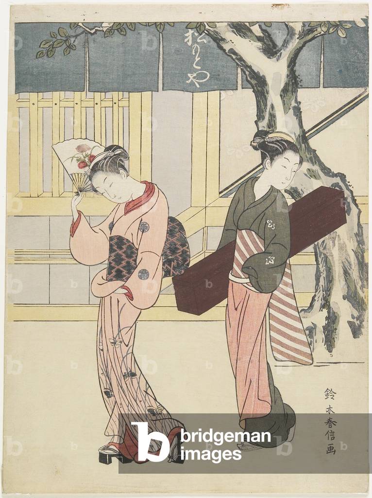 Animatore e il suo guardiano di fronte a Matsumoto-ya, c. 1768