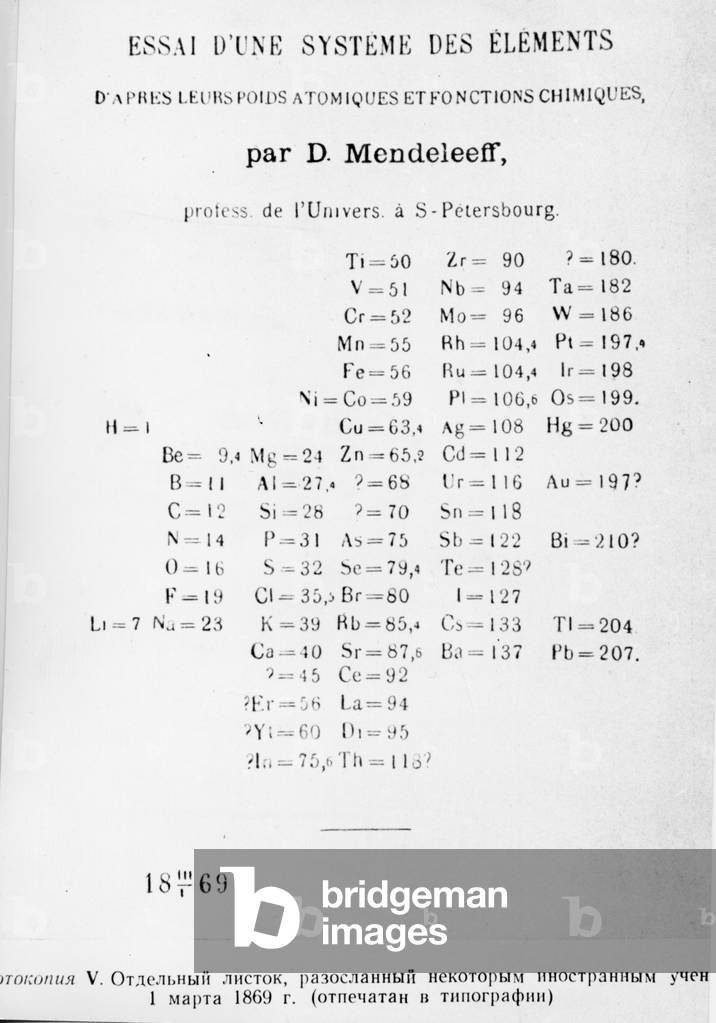Image of 1869 French Scientific Essay on Dimitry Mendeleyev (Mendeleev