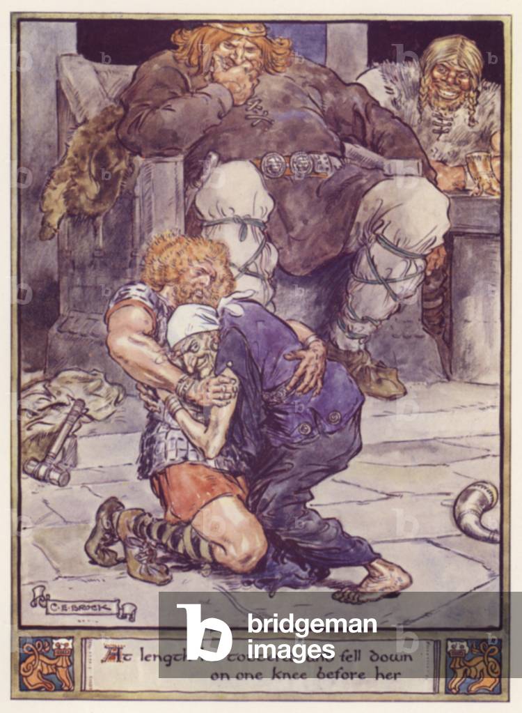 Alla fine, egli è caduto sul ginocchio davanti a lei (colore lito)