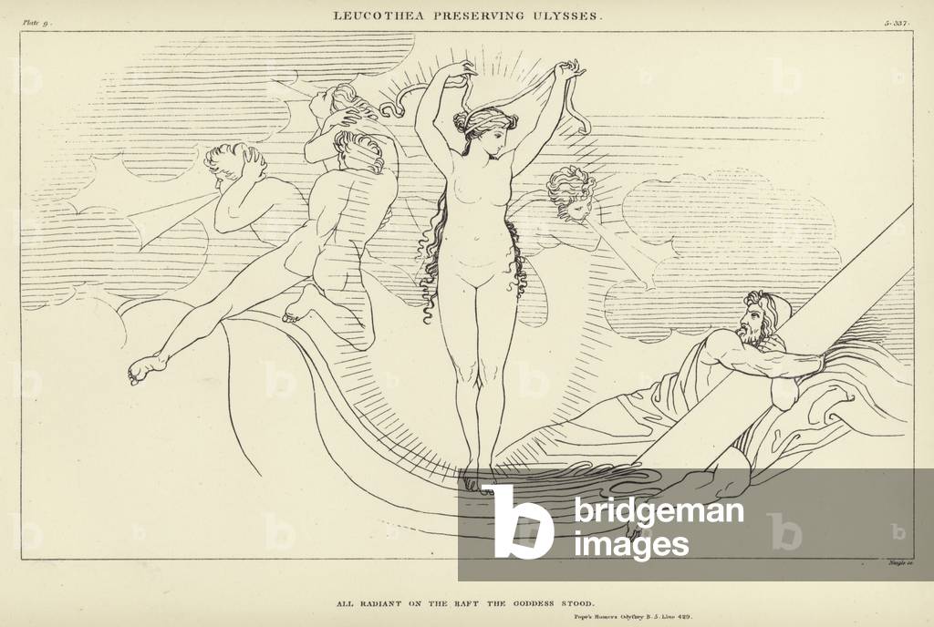 Leukothea Erhaltung Odysseus (Gravur)