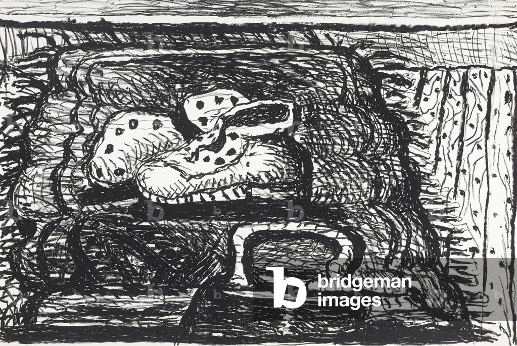Bild von Druck "Teppich", 1980 von Philip Guston, b/w