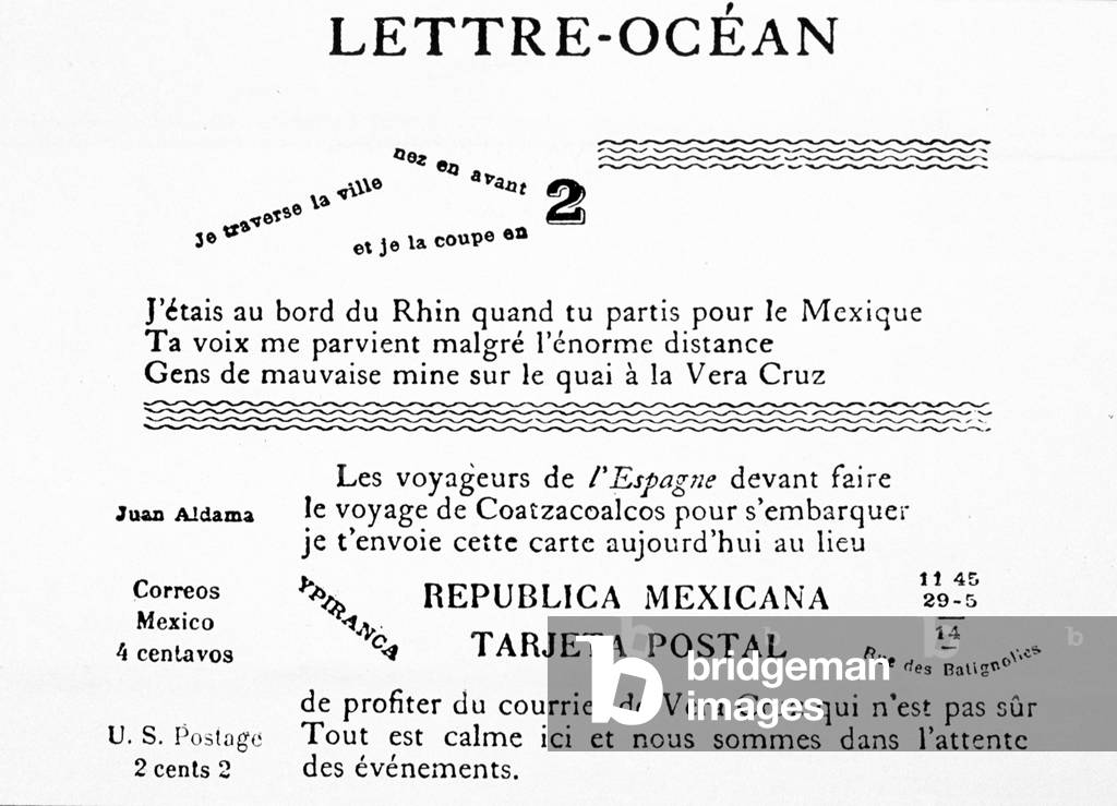 Image of Letter ocean, calligram by French poet Guillaume Apollinaire