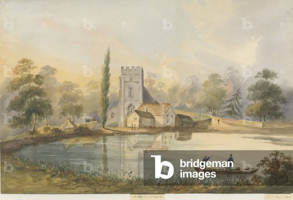 "Lichfield - Chiesa di San Ciad: pittura ad acqua" 1844 di Henry James Noyes