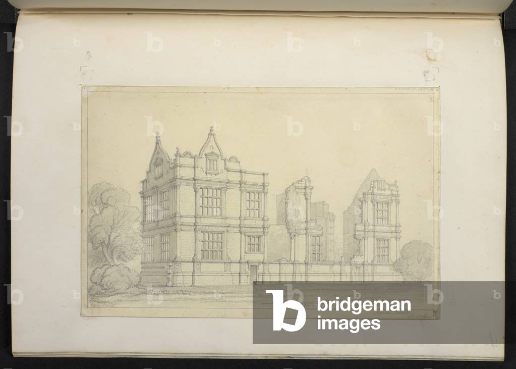 Immagine di Disegno "Moreton Corbet Castle" di English School, b/w