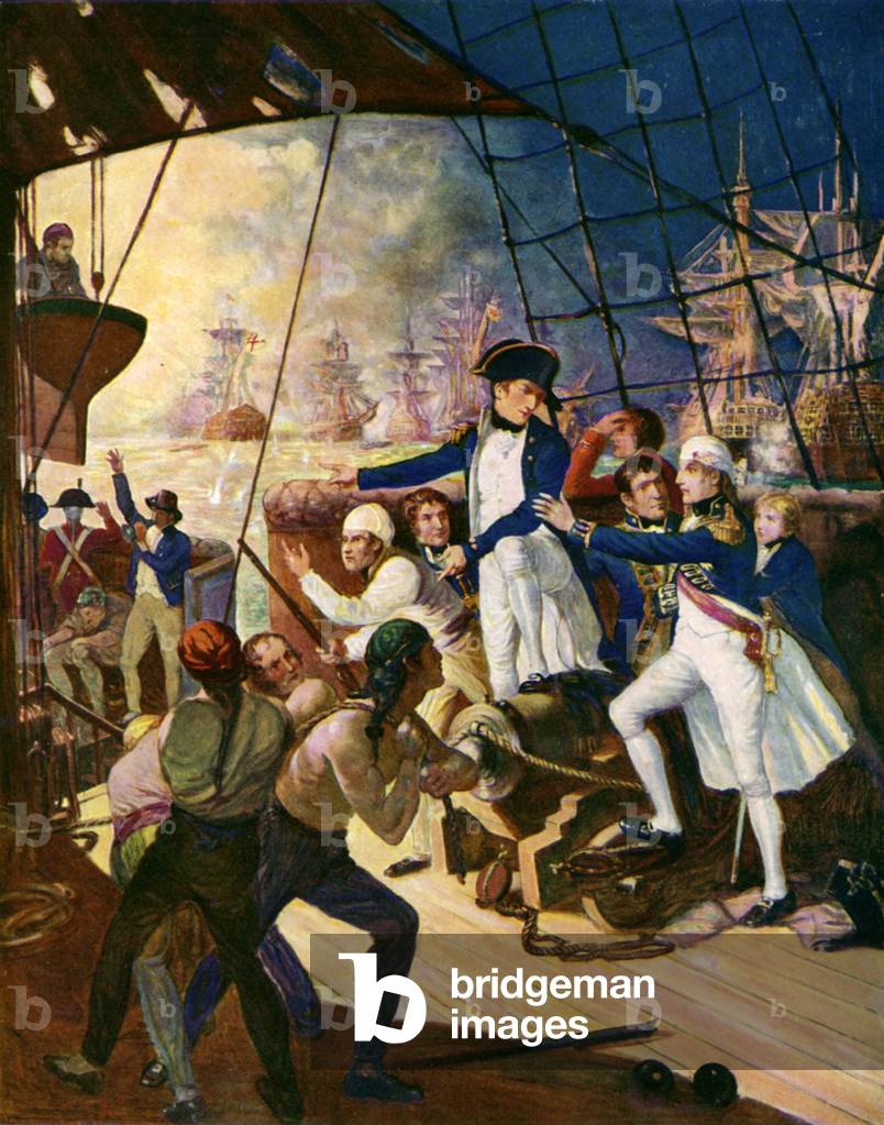 Nelson bei der schlacht von dem Nil (farbe litho)