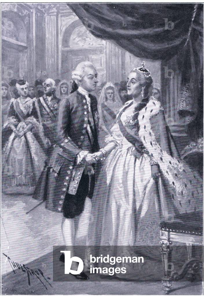 Treffen von Katharina II. von Russland und Joseph II. von Österreich, Illustration von Landmarken in der europ