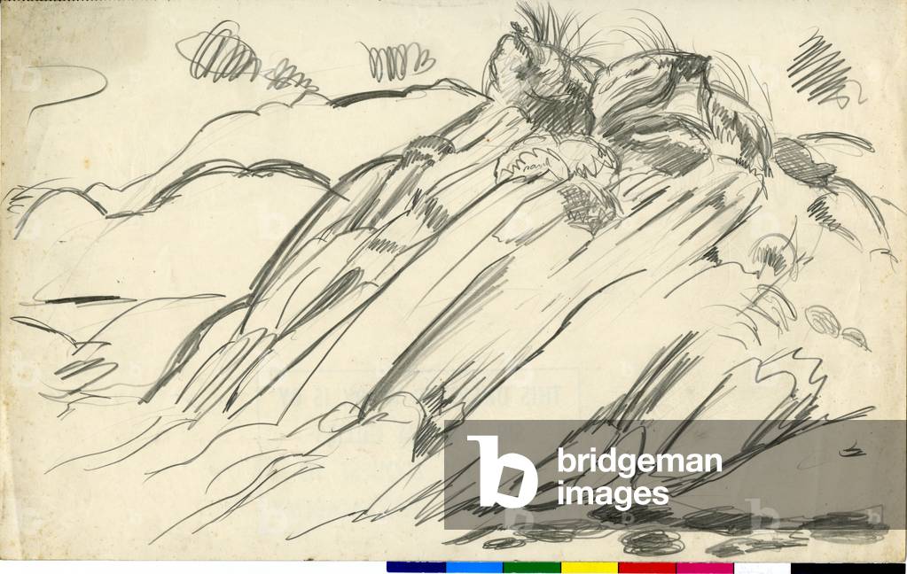 Immagine di Disegno "Rocce in riva al mare - schizzo" di William George Gillies