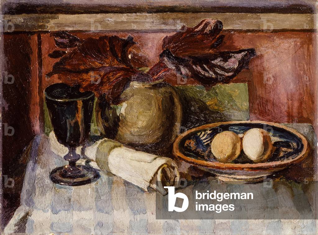 Image of Painting depicting Still Life with a Napkin and Goblet (oil on canvas) 1901 by Vanessa Bell