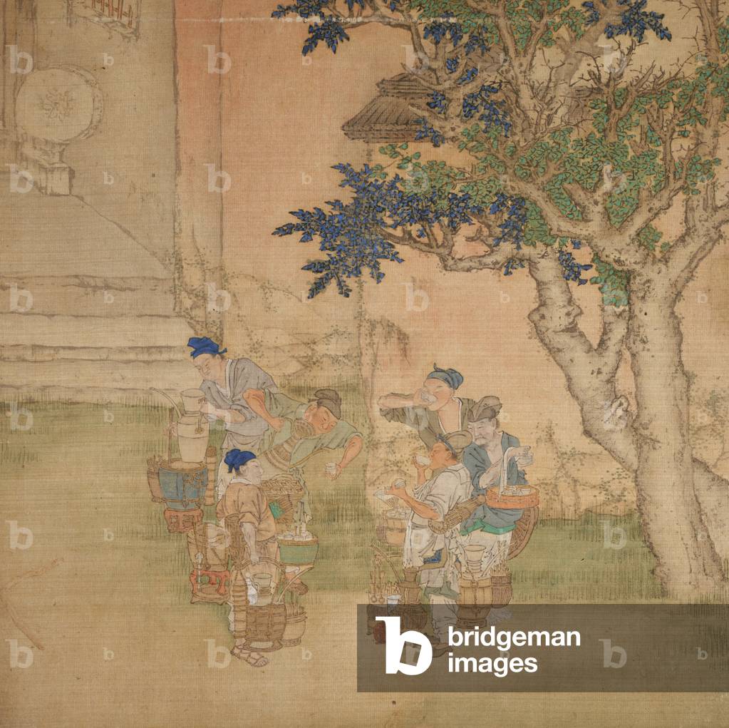 Tea Merchants (ink, gold, and colour on silk)