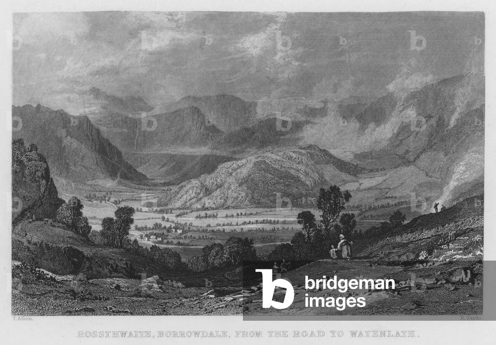 Rossthwaite, Borrowdale, de la route à Watenlath (gravure)
