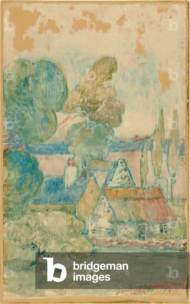 Les Chaumieres (Paesaggio bretone) (Campo 27), 1894 (senza monotipo su carta)