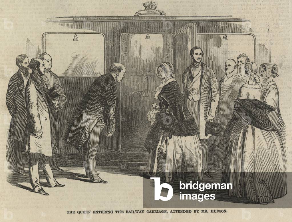 La reine Victoria prend le train, b/w